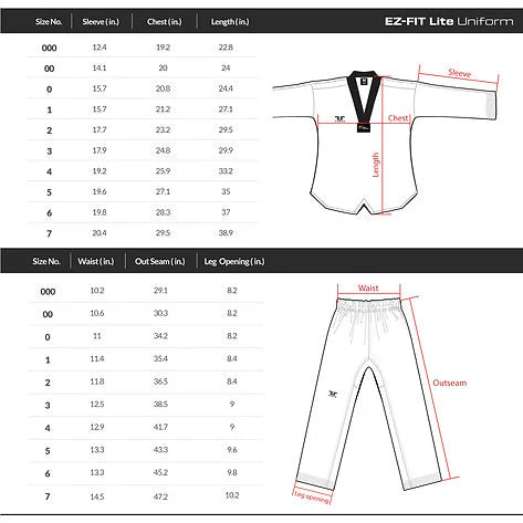 TUSAH- EZ-Fit Lite Taekwondo Uniform (120cm - 150cm)