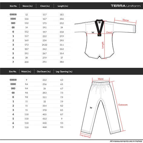 TUSAH - Terra Poomsae Dan Uniform (140cm-210cm)