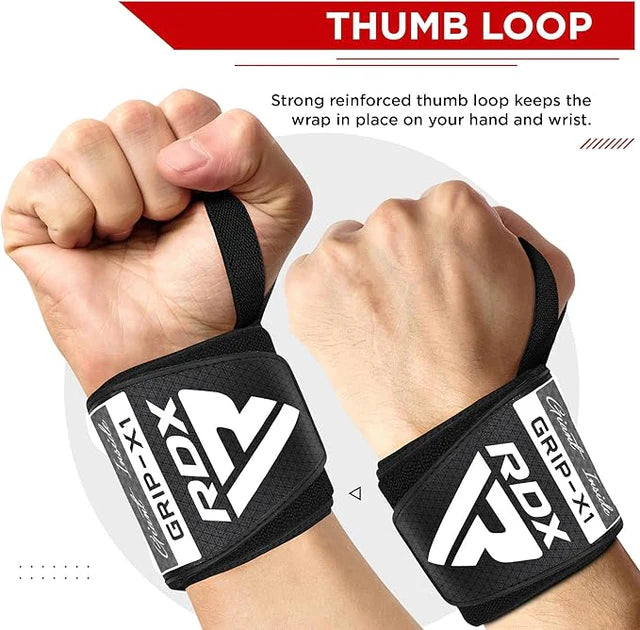RDX W3 IPL USPA Approved Powerlifting Wrist Support Wraps with Thumb Loops OEKO-TEX Standard 100 certified