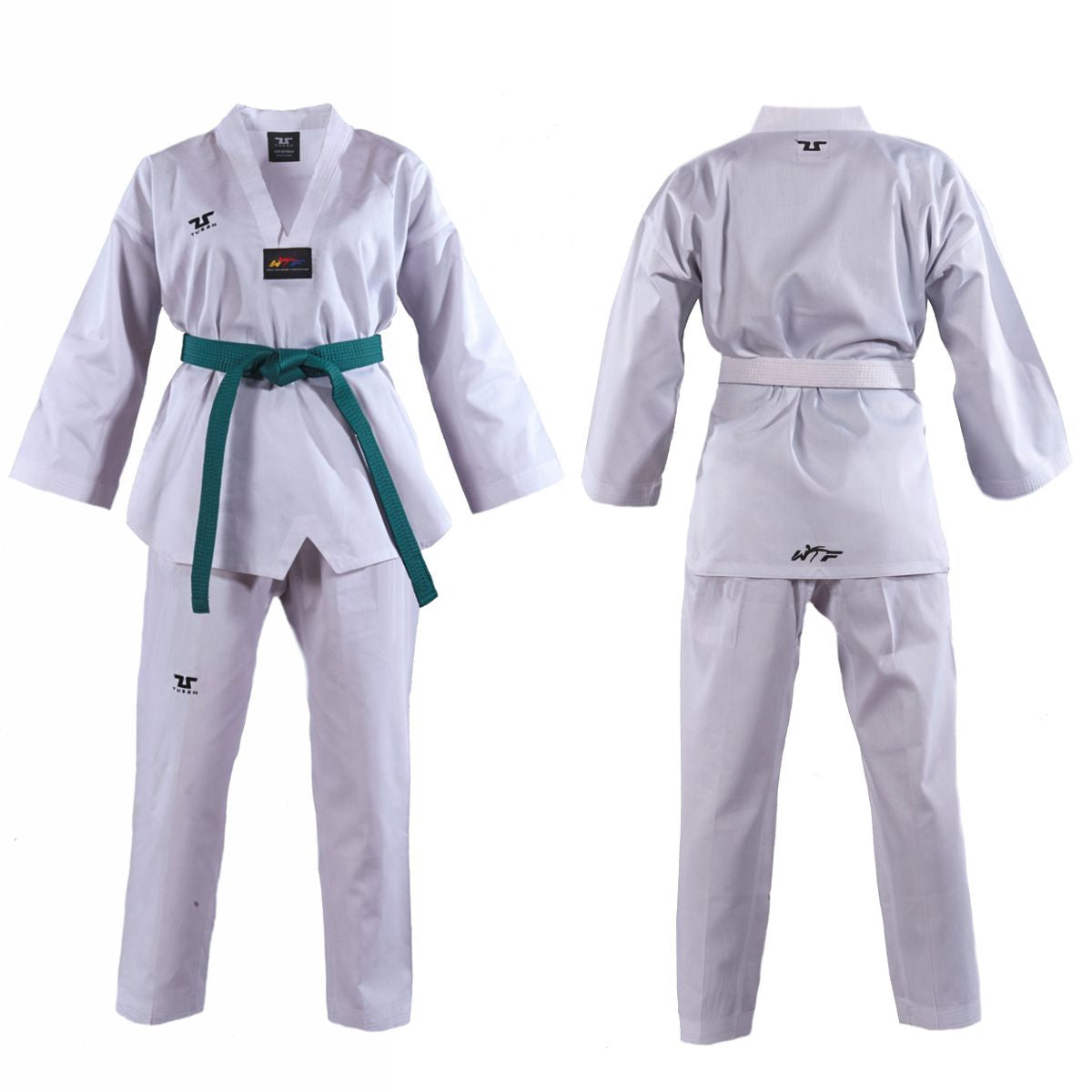 TUSAH - WT Ribbed Plain Back White V Neck Uniform (Copy)90cm- 150cm