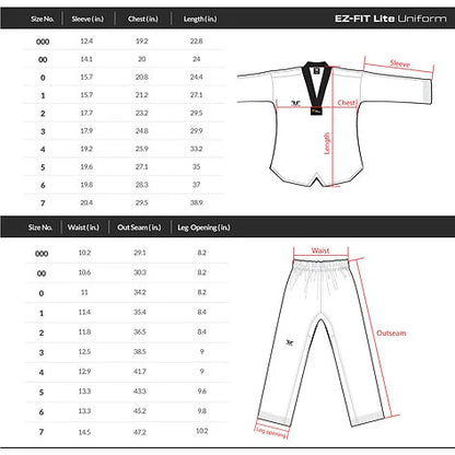 TUSAH- EZ-Fit Lite Taekwondo Uniform  (120cm - 150cm)