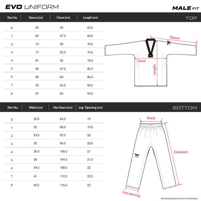 EVO WORLD TAEKWONDO APPROVED UNIFORM  Male