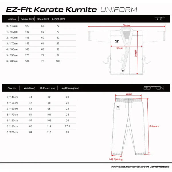 New TUSAH WKF Approved EZ-Fit Kumite Uniform