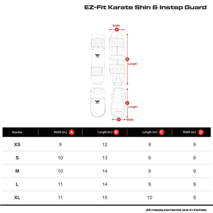 New TUSAH EZ-Fit Karate Shin and Instep Guard