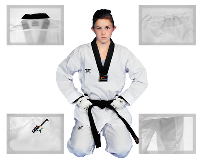 TUSAH - EZ Fit WT Sparring Uniform Black V Neck (140cm-210cm)